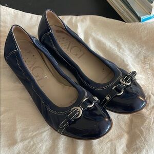 AGL Dark Blue Patent Leather Flats